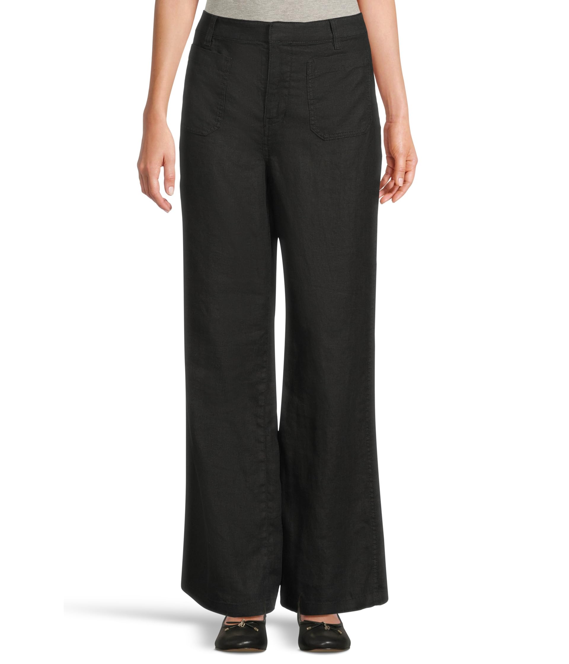 

Брюки Madewell Patch Pocket Flare - 100% Linen, Jet Black