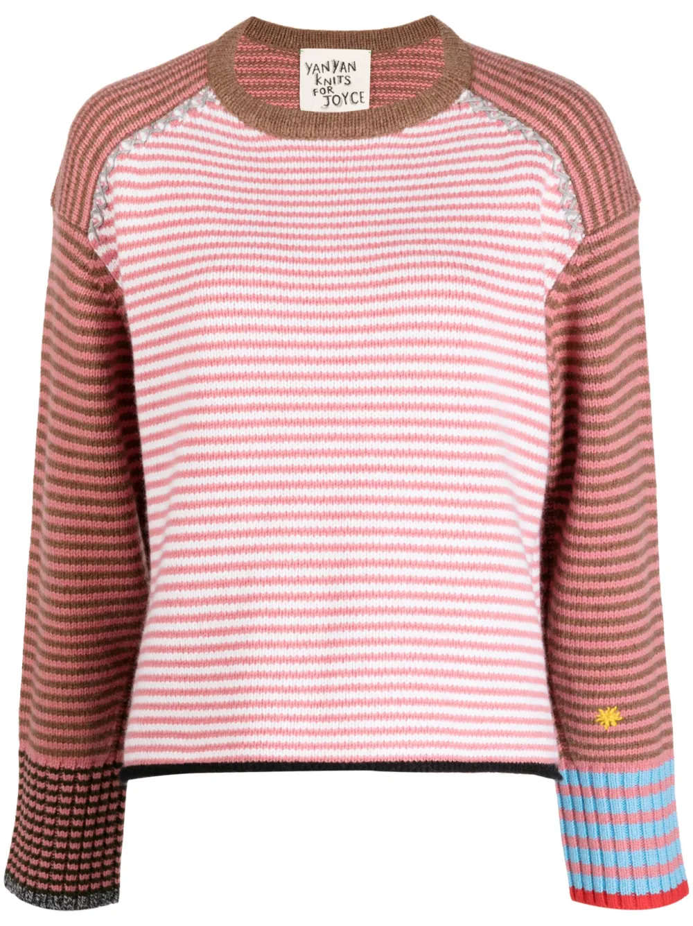 

Полосатый джемпер с длинными рукавами YANYAN KNITS, розовый