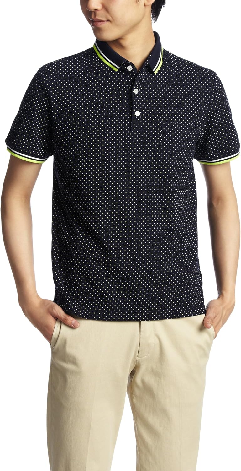 

Поло UNION STATION CLELECTIVE в горошек с нагрудным карманом из пике Unionstation, темно-синий