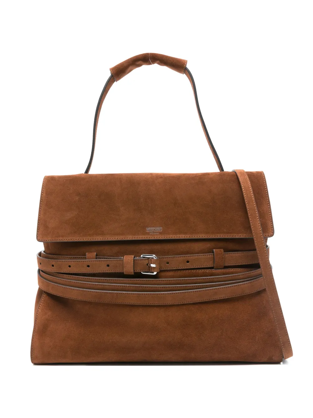 

Сумка на плечо из замши с ремнем Moschino, коричневый