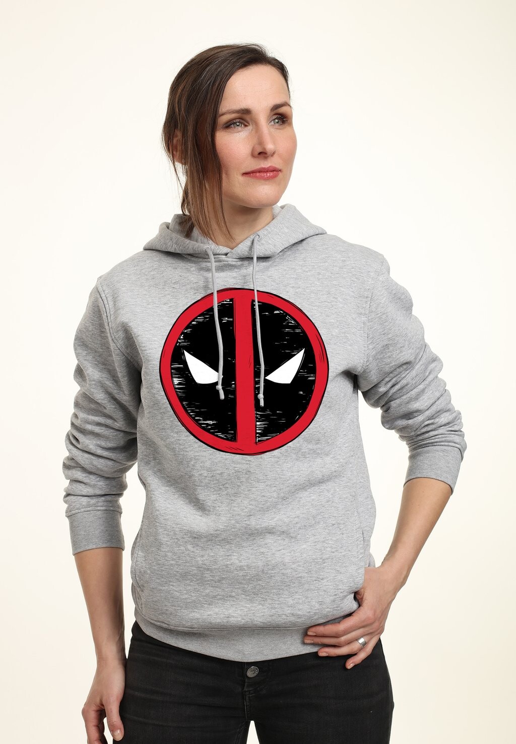 

Толстовка с капюшоном DEADPOOL WOLVERINE SKETCH LOGO Marvel, цвет Mottled Light Grey