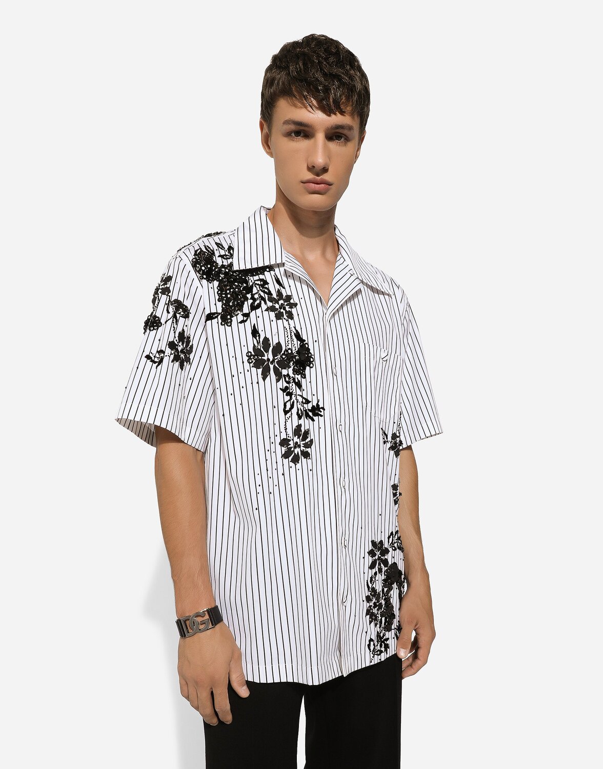 Браслет из телячьей кожи с логотипом dg Dolce & Gabbana, черный — фото 2