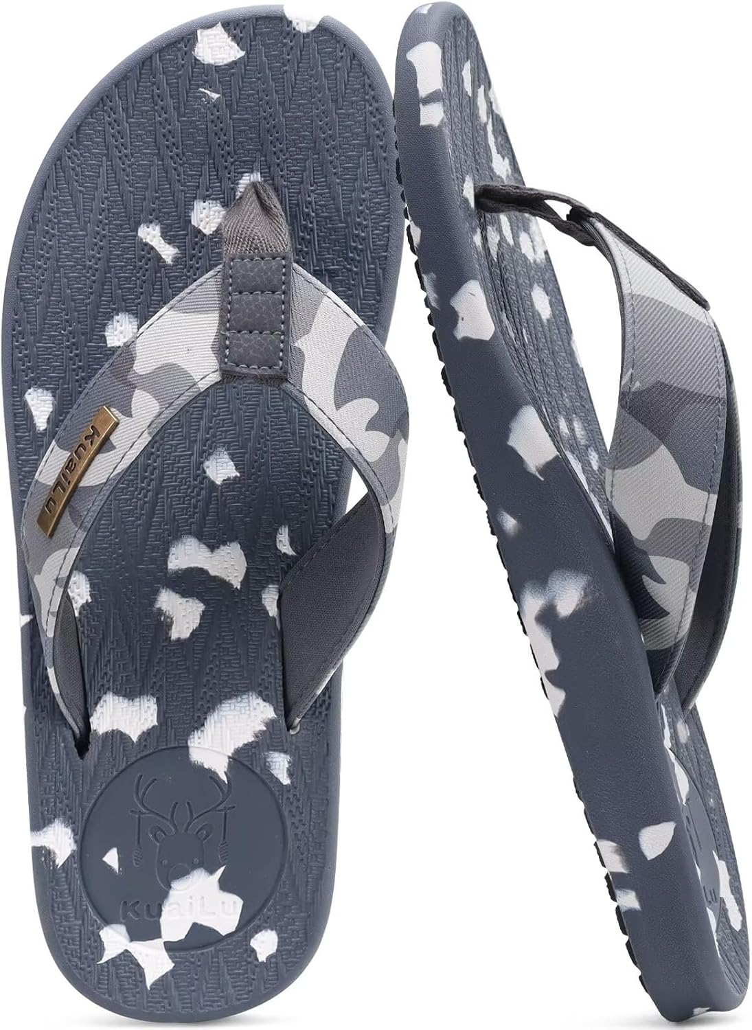

Мужские сланцы KuaiLu с поддержкой свода стопы, удобные летние пляжные шлепанцы, сандалии на тонкой подошве с йога-пеной, тапочки без застежек, серый