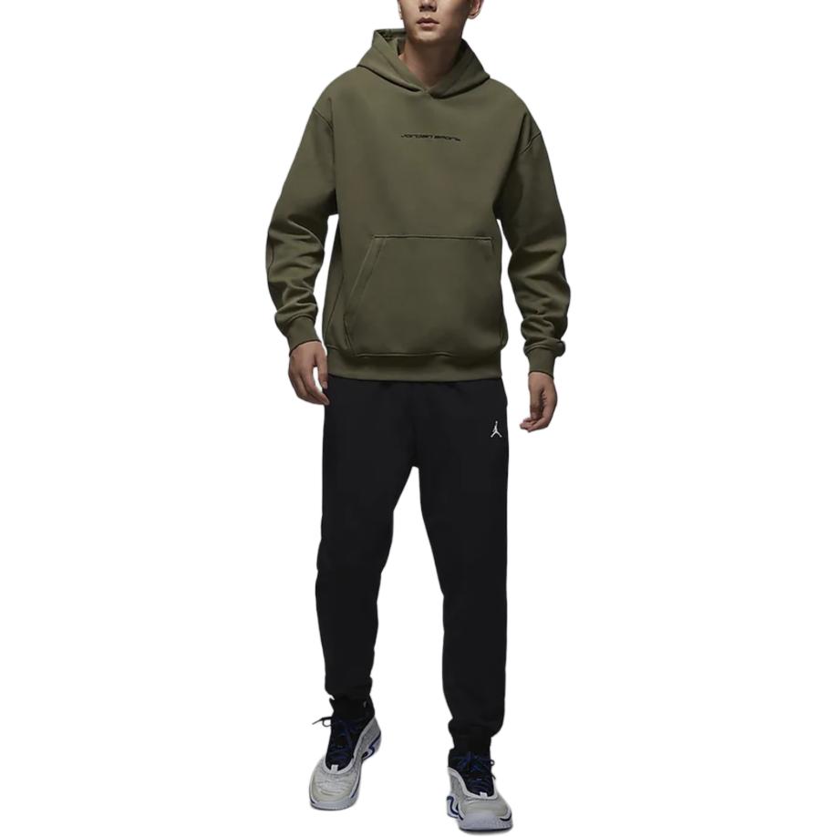 JORDAN Sport Hoop Fleece Мужская Dri-FIT Толстовка с капюшоном, Оливковый Зеленый — фото 4