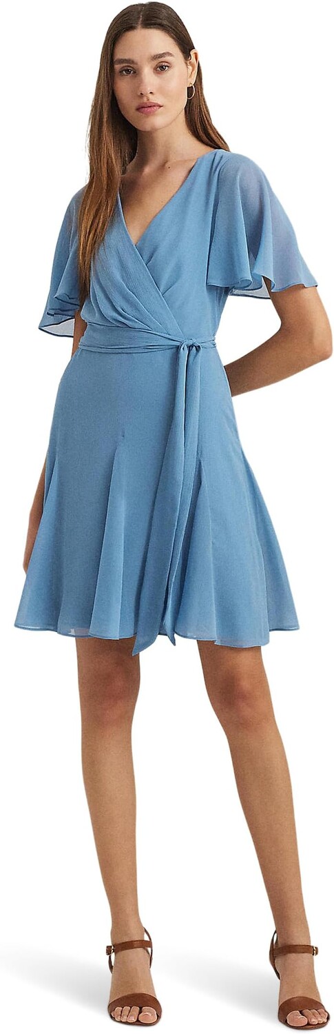 

Платье LAUREN Ralph Lauren Crinkle Georgette Surplice Dress, цвет Pale Azure