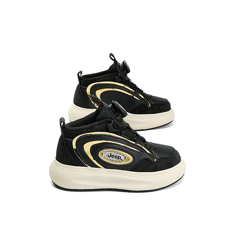 Кроссовки Jeep Kids Skateboarding Shoes Kids Mid-top Black, черный/золотой — фото 4