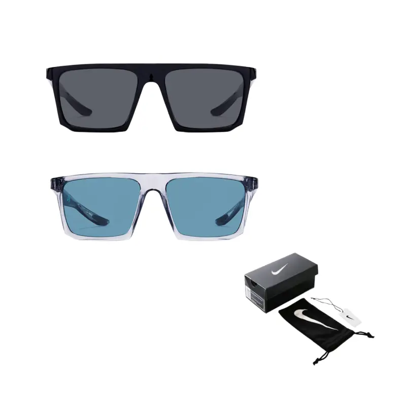 

Nike Квадратные солнцезащитные очки унисекс черные с голубым, Black+Blue