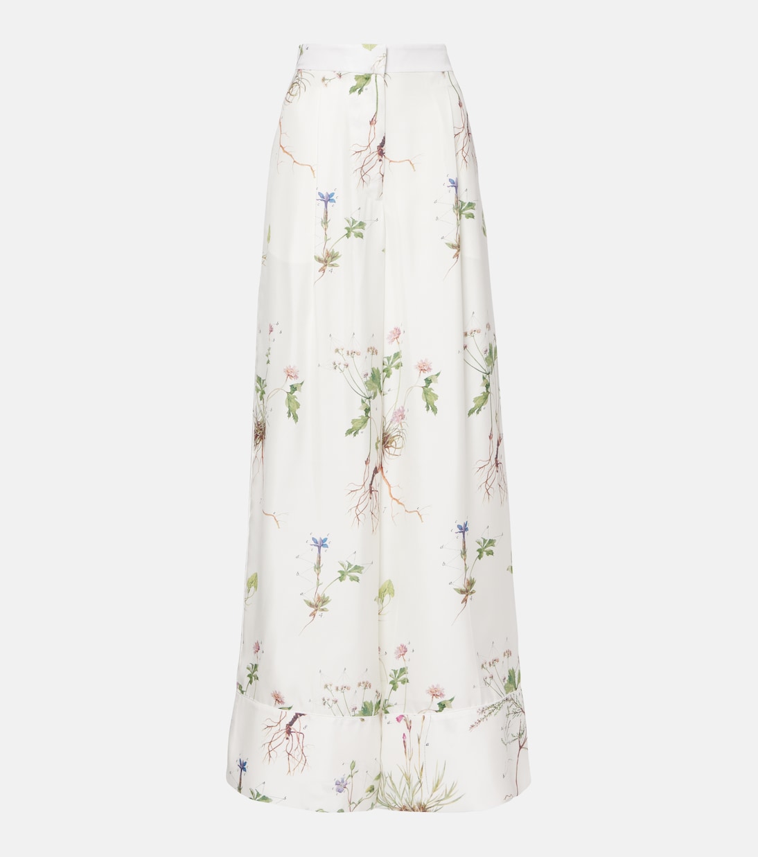 

Широкие брюки из шелка с цветочным принтом Erdem, Botanical Garden White