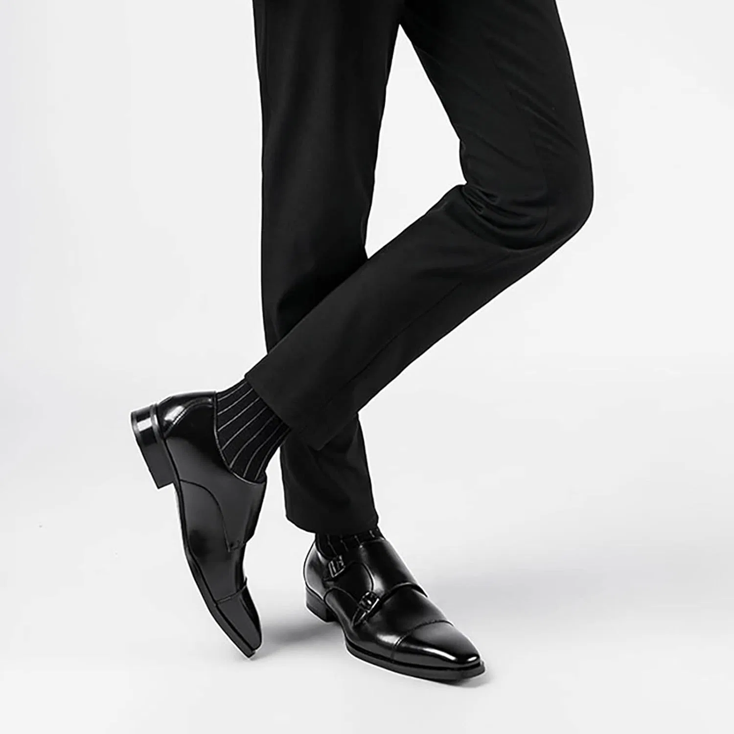Лоферы мужские Leather Monk Shoes, коричневый QAXZESA — фото 4