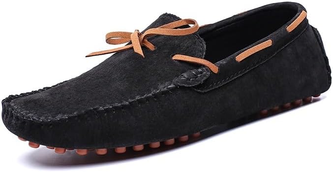 Мужские лоферы JIADELI, замшевый верх, мокасины, ботинки типа 'boat shoes', с декоративной строчкой, гибкая плоская подошва, удобные для ходьбы, без шнурков, черный — фото 2