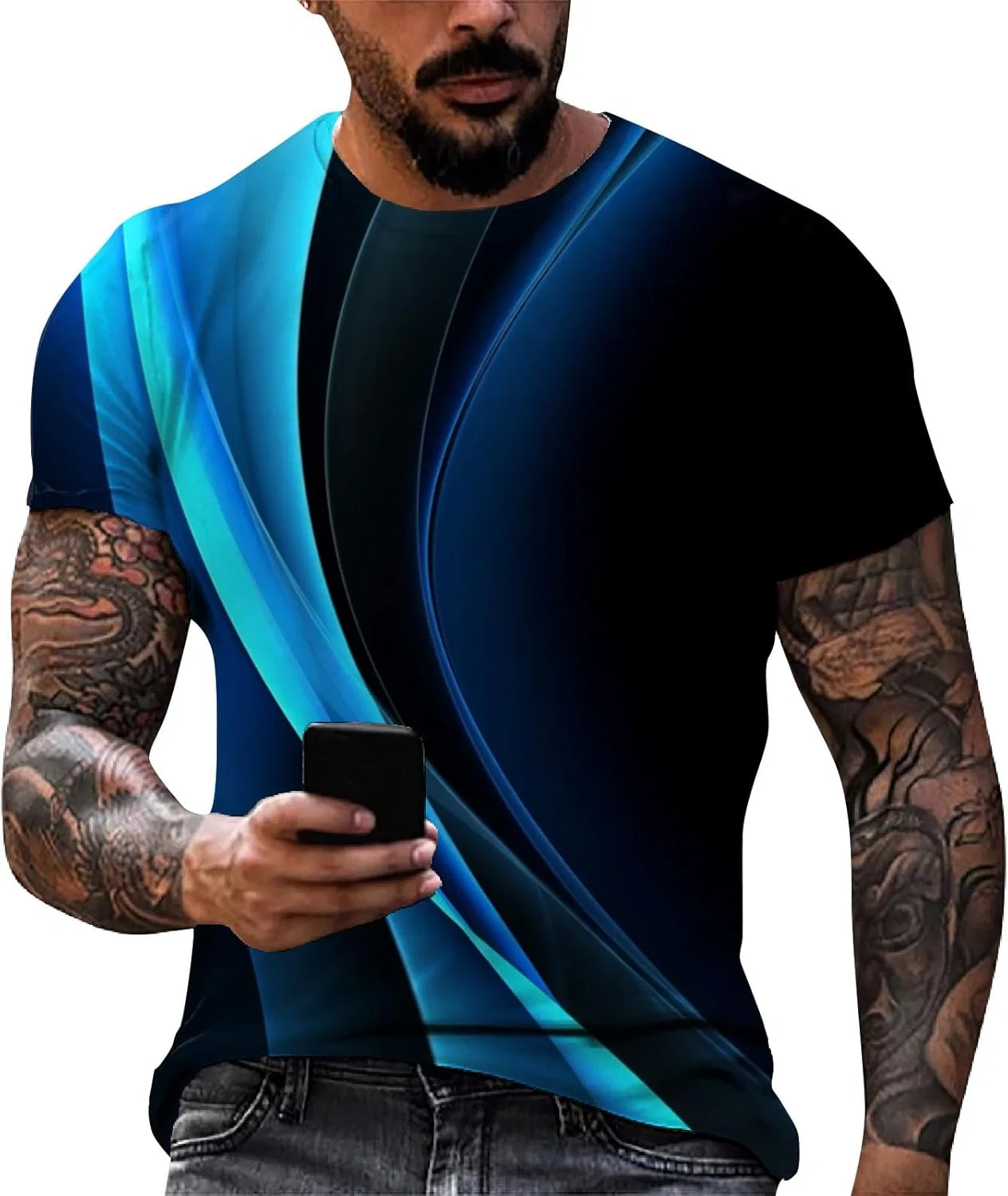 Мужская футболка для тренировок, короткий рукав, круглая горловина, 4-royal Blue