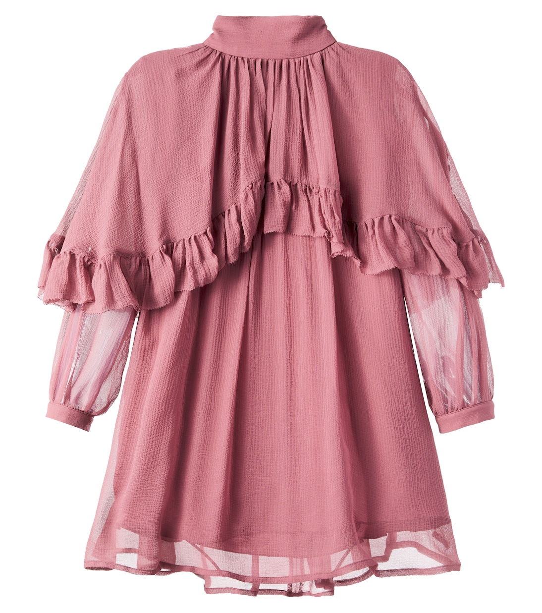 

Шелковое платье с оборками и накидкой Chloé Kids, Woodrose