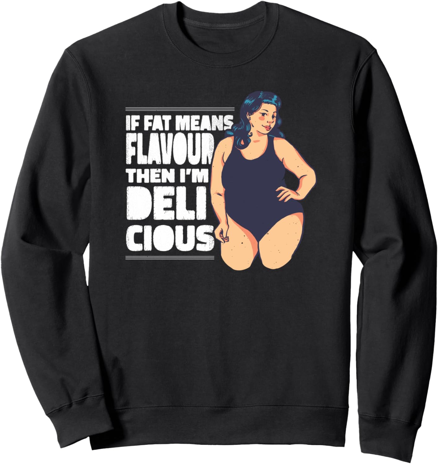 

Если жир означает вкус, то я восхитителен! Забавная толстовка с цитатой, черная If Fat Means Flavour Than I'M Delicious Funny