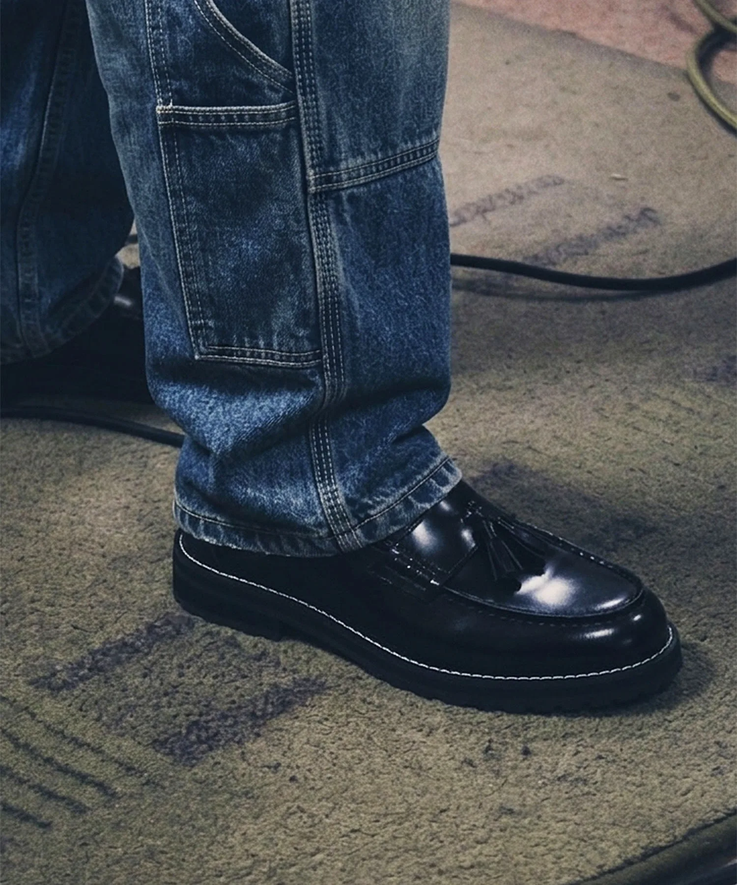 Мужские кожаные лоферы на толстой подошве London Shoe Make 9012 чёрные