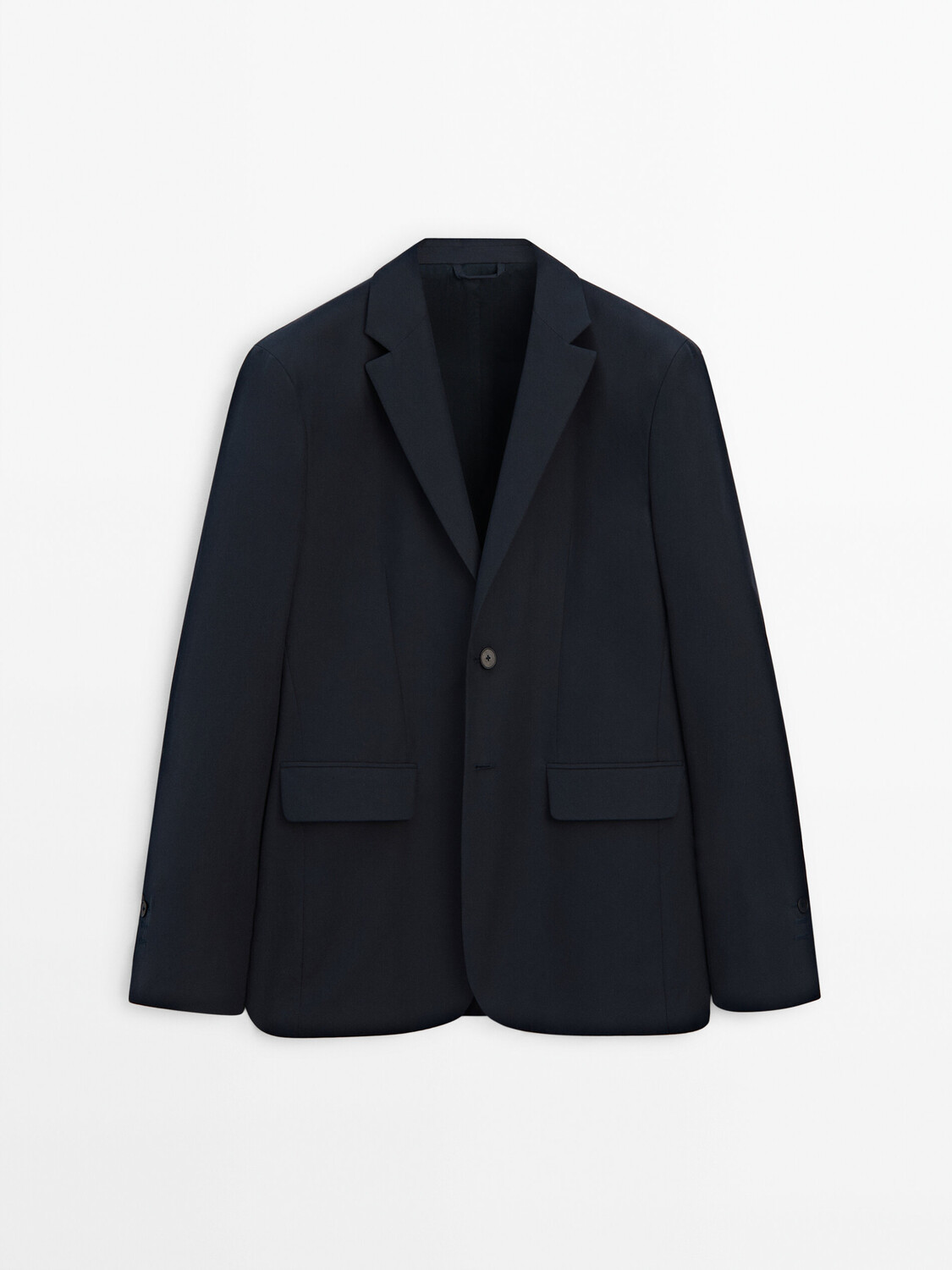 

Блейзер из микро-твила с начесом из хлопка Massimo Dutti, синий