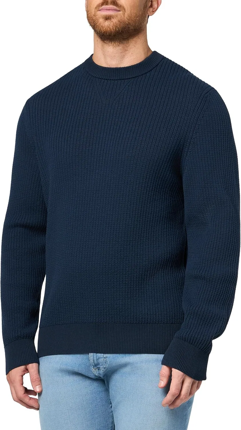 Толстовка BOSS Basket Weave Knit Pullover, Medium Midnight Zone