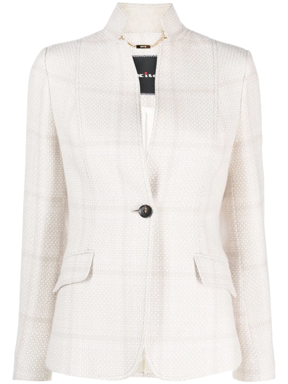 

Однобортный блейзер в клетку Kiton, нейтральный