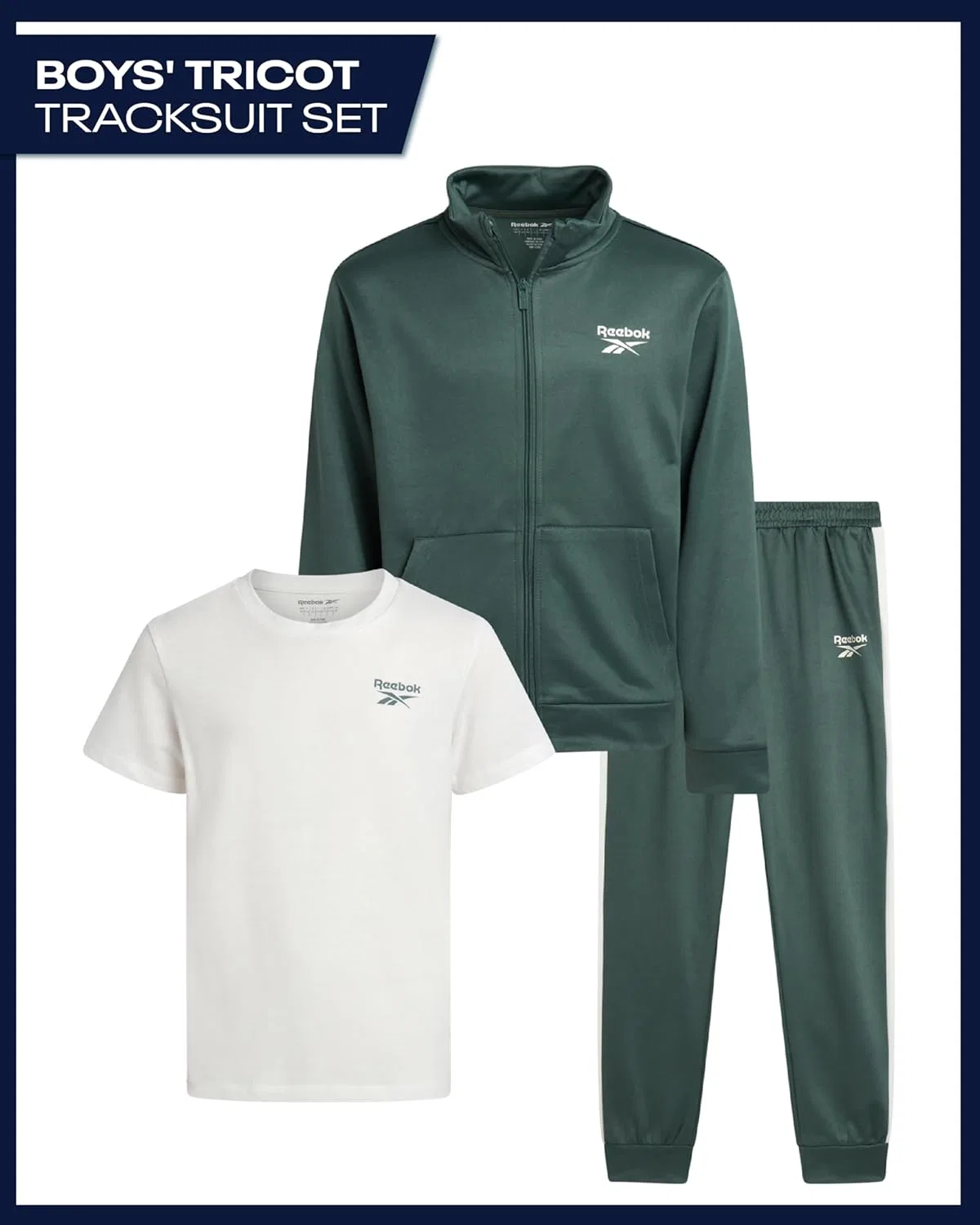 Детский спортивный костюм Reebok 3-предметный, оливковый — фото 2