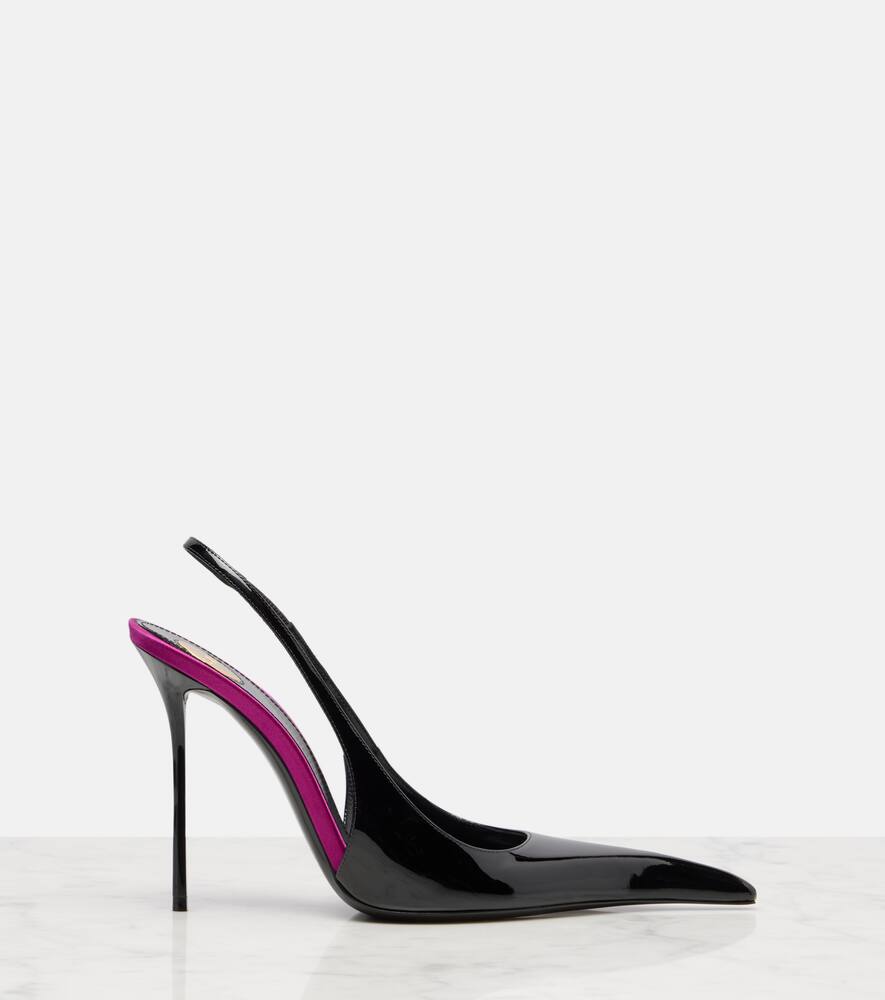Туфли-лодочки Amalia 110 из лаковой кожи на ремешке Saint Laurent, Noir/Fuxia — фото 4