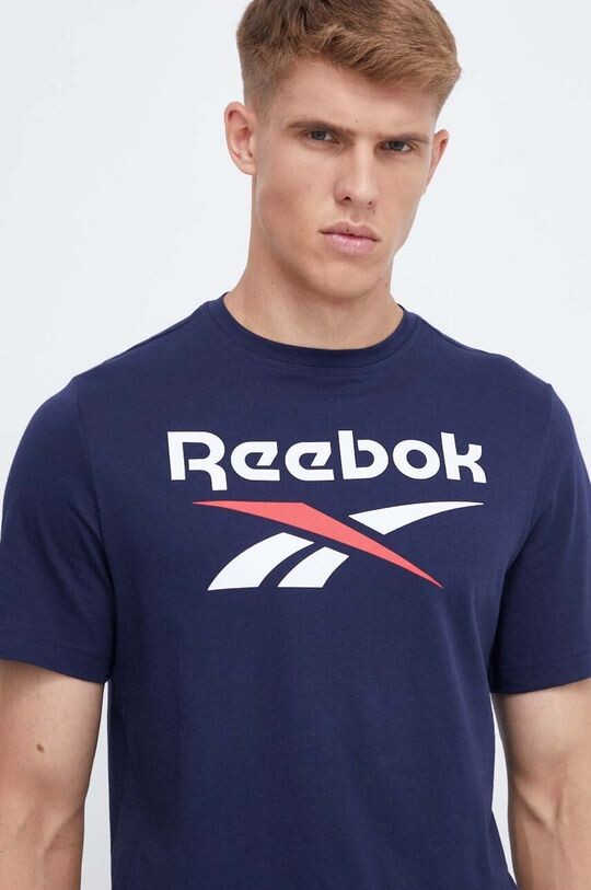 

Хлопковая футболка Reebok, темно-синий