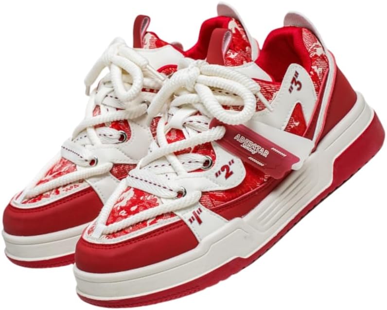 

Спортивные кроссовки в стиле преппи - низкие кроссовки на шнуровке на все сезоны с верхом из искусственных материалов Clolinde, красный