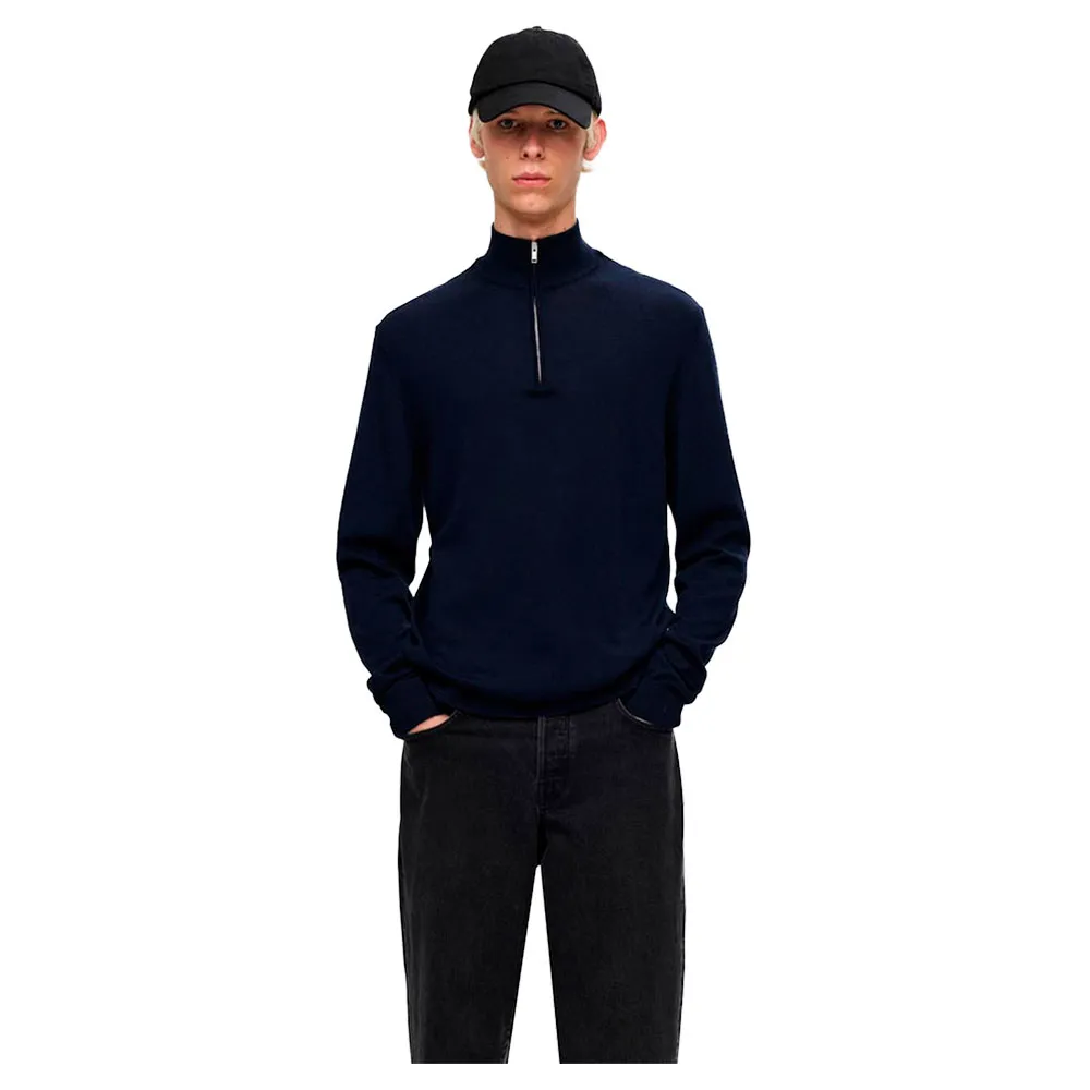 

Свитер Selected Tray half zip, синий