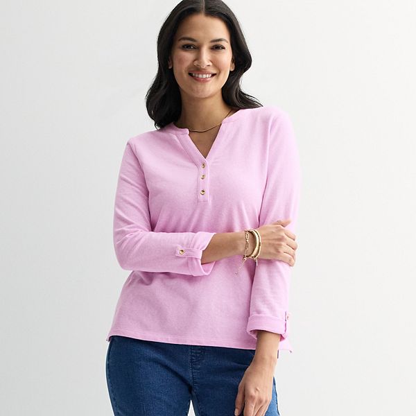 

Женская футболка с длинным рукавом и разрезом на горловине Croft & Barrow, Innocent Lilac, Фиолетовый, Женская футболка с длинным рукавом и разрезом на горловине Croft & Barrow, Innocent Lilac