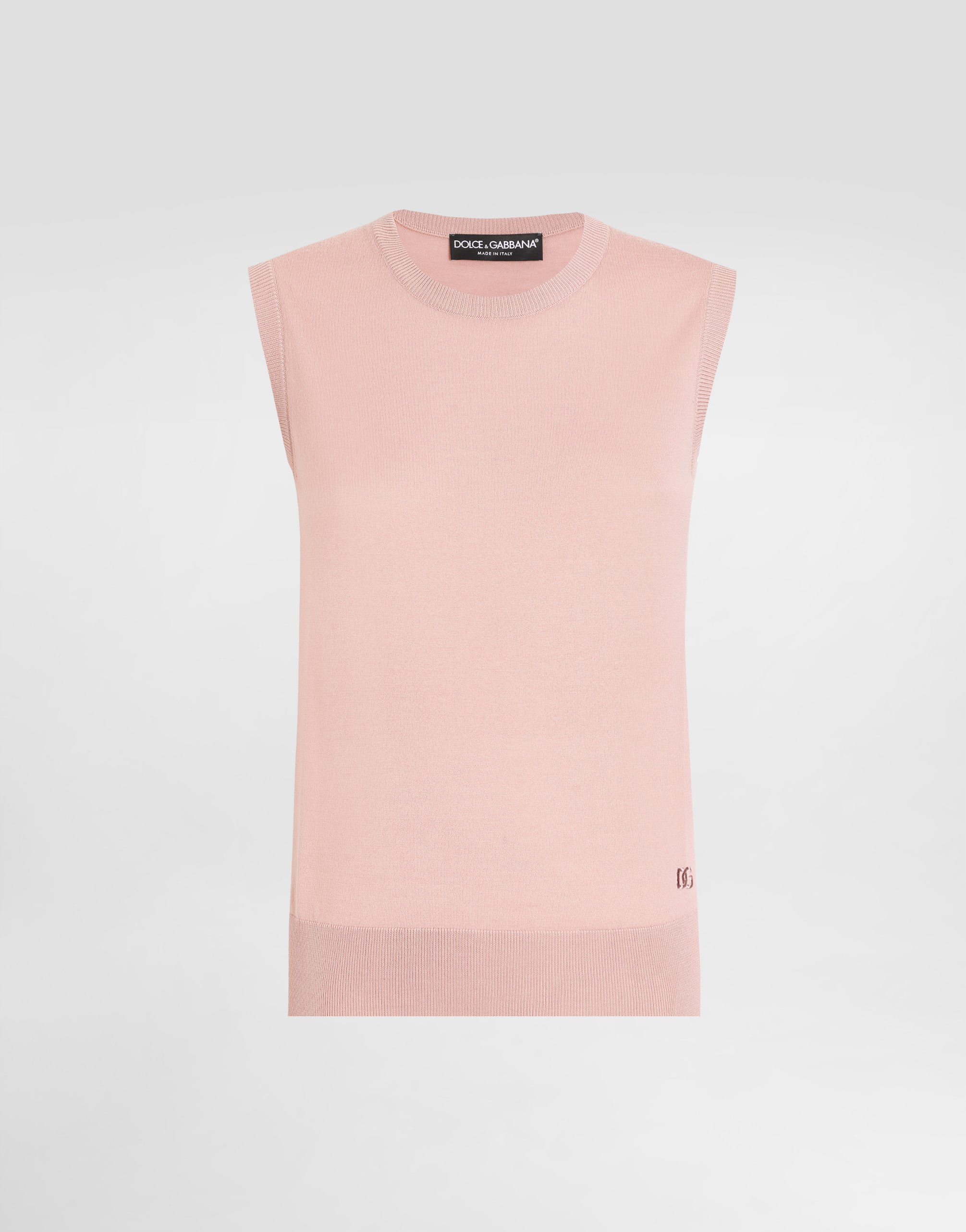 

Шерстяная майка с вышивкой логотипа dg Dolce & Gabbana, розовый