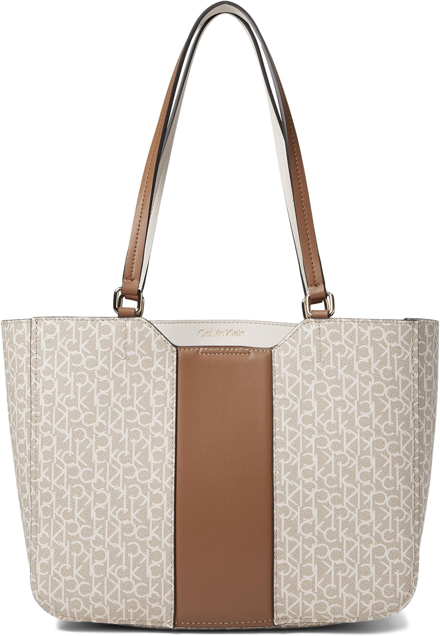 

Сумка-тоут Calvin Klein Tonia Signature Tote, цвет Khaki/Vanilla/Caramel/White