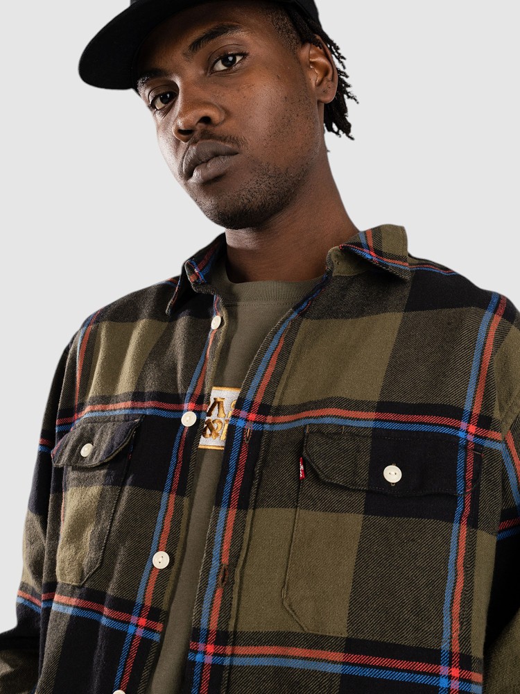 Рубашка Levi's Jackson Worker Hemd, huck plaid olive night fl — фото 3