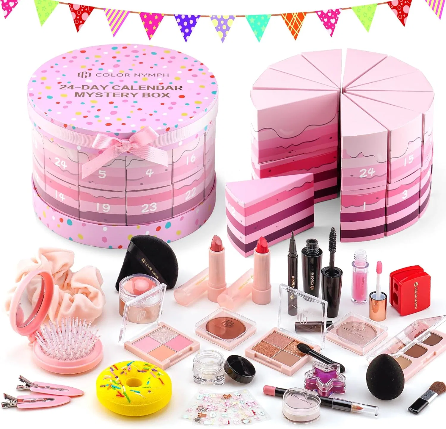 Набор косметики Color Nymph Makeup Advent Calendar 2025, 24 предмета, розовый
