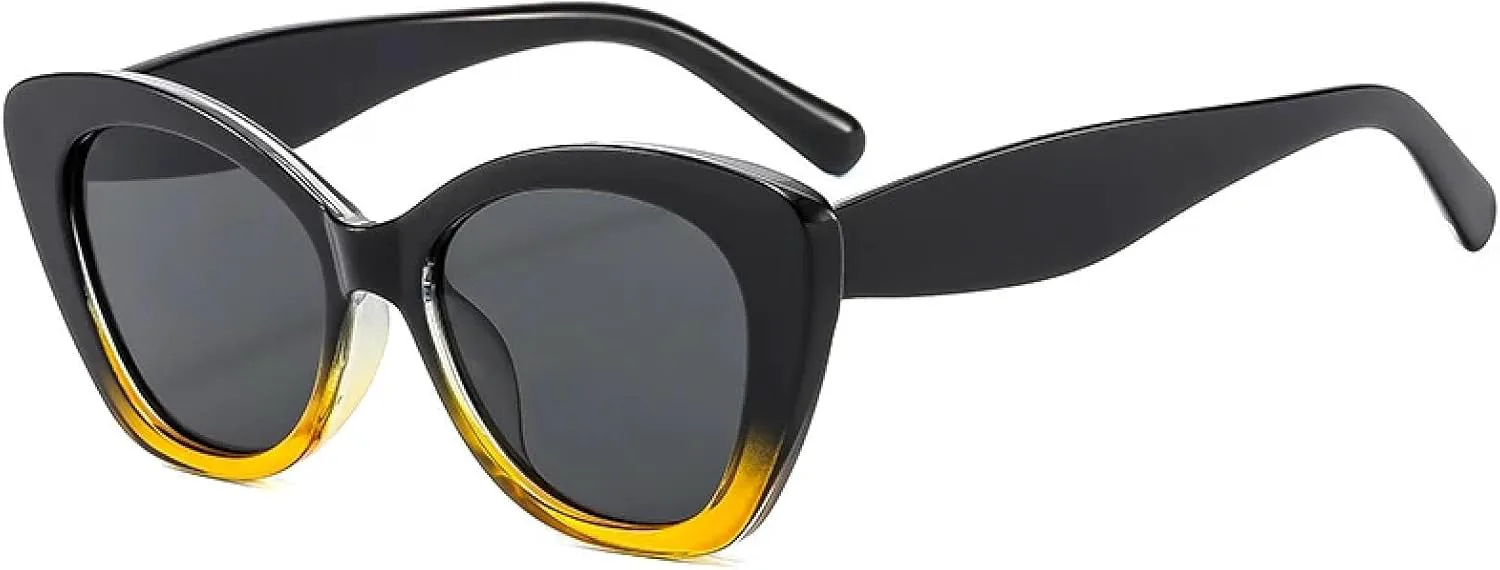 

Солнцезащитные очки «кошачий глаз» для женщин, модные, роскошные, для мужчин, для активного отдыха, с защитой от УФ-излучения UV400 TOIPASTN, Black Yellow