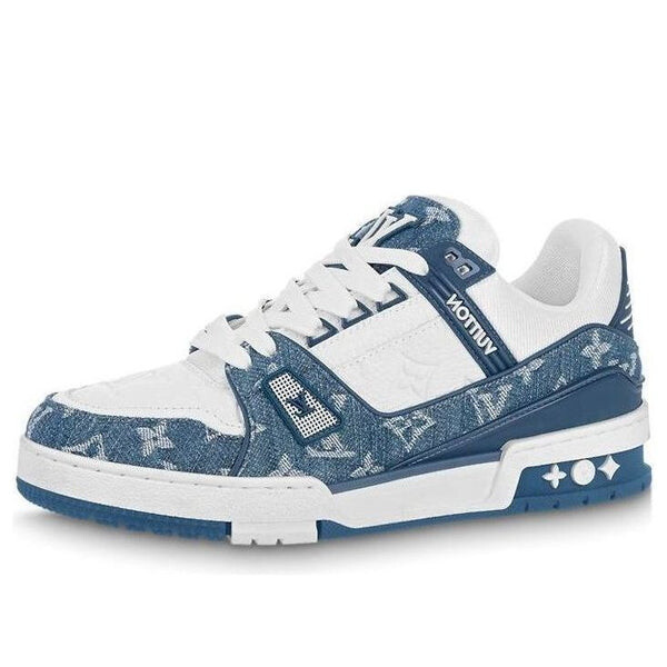 Кроссовки lv trainer sneakers 'white with blue mesh monogram' Louis Vuitton, белый