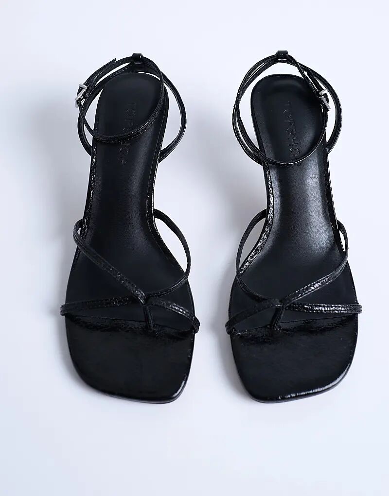 Босоножки Topshop Ila со средней пяткой и петлей для мыска, черные — фото 4