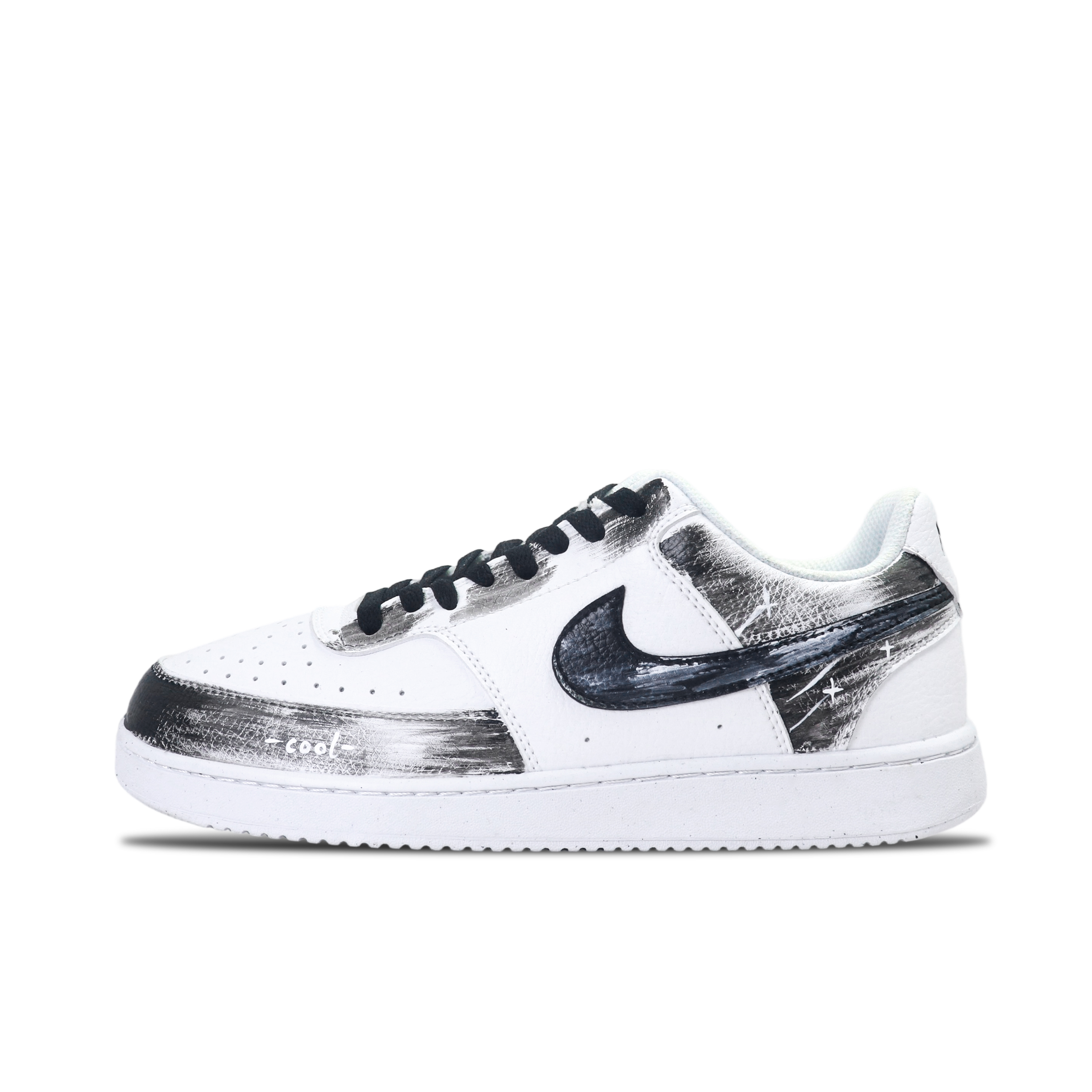 

Nike Кроссовки Court Vision 1 Ink Shadow Gray Tone, износостойкие, низкие, для скейтбординга, мужские, черно-белые