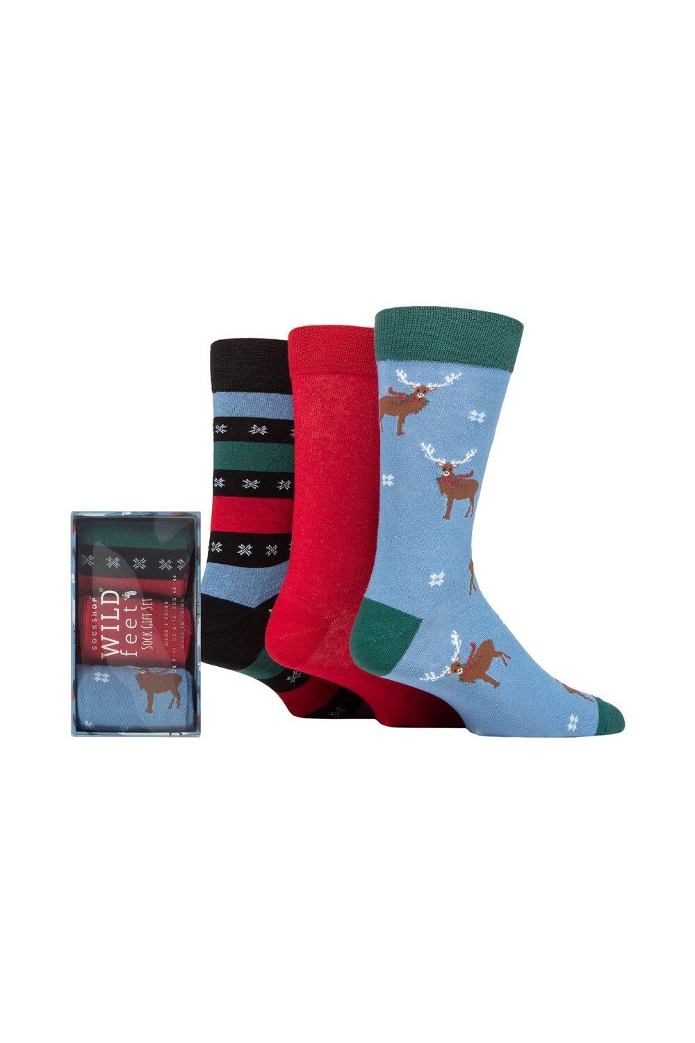 

3 пары рождественских подарочных носков Winter Wonderland в упаковке SOCKSHOP Wild Feet, мультиколор