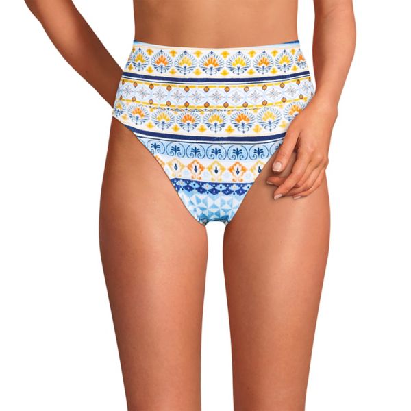 

Женские купальные трусы с высокой талией Lands' End, цвет white mosaic stripe