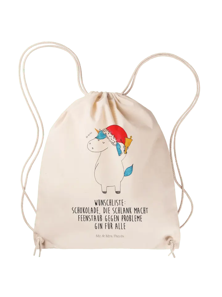 

Спортивная сумка Mr & Mrs Panda Sportbeutel Einhorn Weihnachtsmann, кремовый