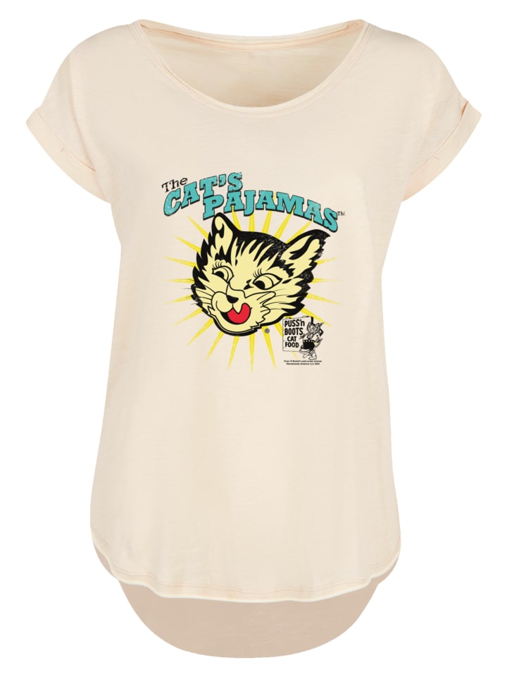 

Удлиненная футболка с принтом Кот в сапогах и пижамой Кошки в винтажном стиле в стиле Уайтсэнд F4NT4STIC