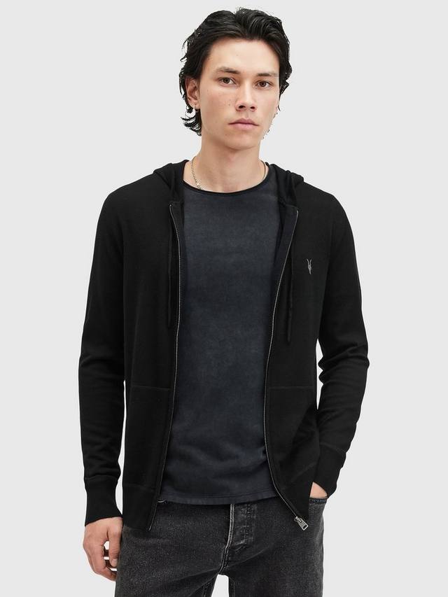 

Толстовка с капюшоном mode из мериноса на молнии AllSaints, черный