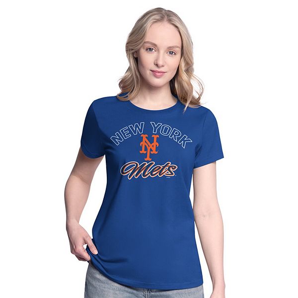 

Женская футболка new york mets с коротким и длинным рукавом в цвете royal/heather gray G-Iii 4Her By Carl Banks