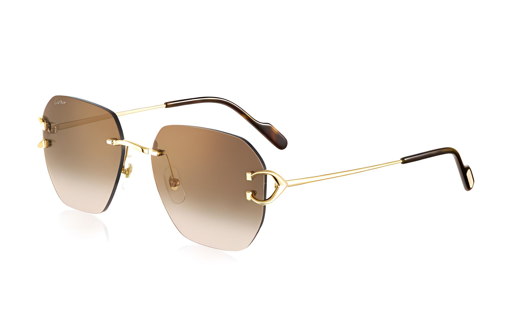 

Cartier Металлические солнцезащитные очки асимметричной формы унисекс золотые, Gold