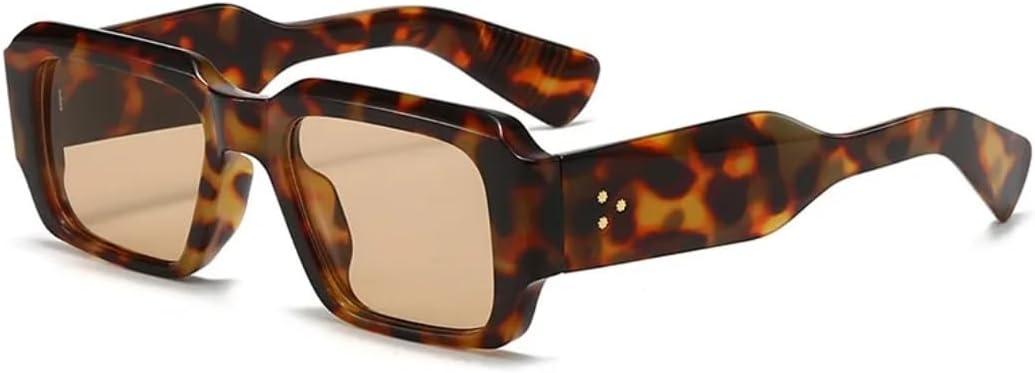 

Солнцезащитные очки для мужчин и женщин - защита UV400 - маленькая оправа, линзы конфетных цветов, для занятий спортом на открытом воздухе и вождения DSVIGF, Leopard Tea