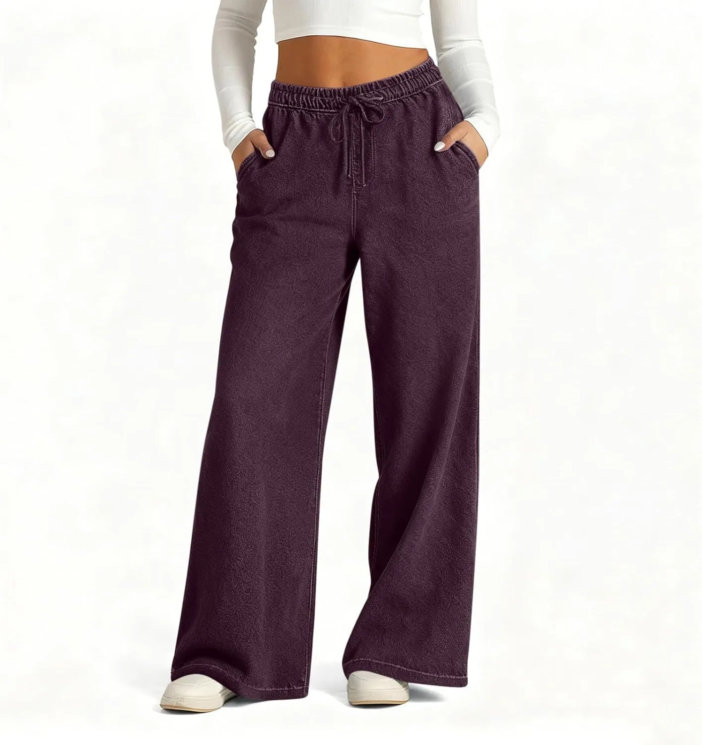 Джинсы с эластичным поясом для женщин на резинке Plus Size Wide Leg High Waisted — фото 2