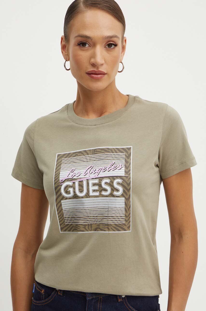 

Хлопковая футболка Guess, зеленый