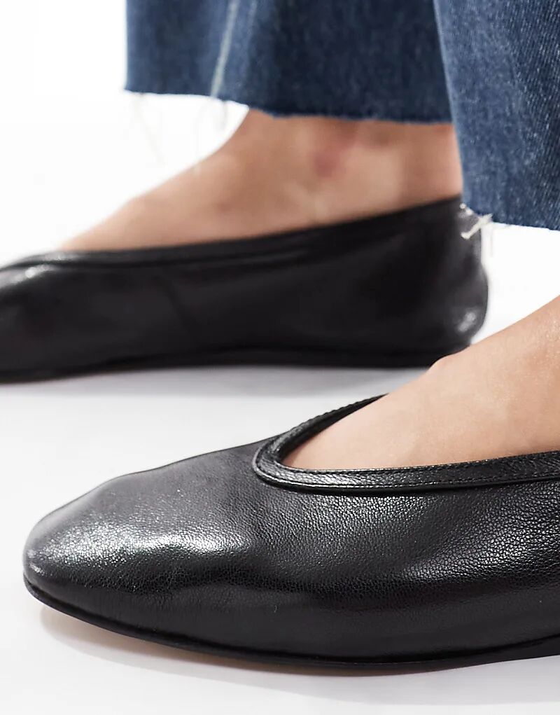 Балетки с высокой передней частью schuh Lessie из черной кожи — фото 3