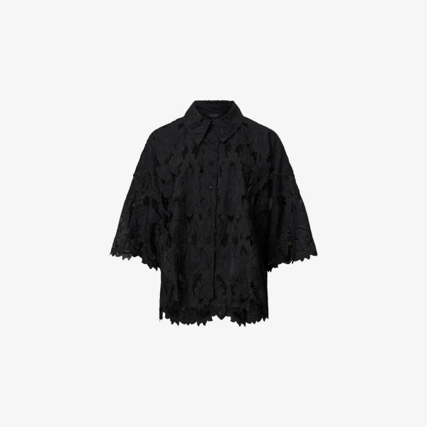 

Чарли рубашка из ткани с цветочной вышивкой Allsaints, черный