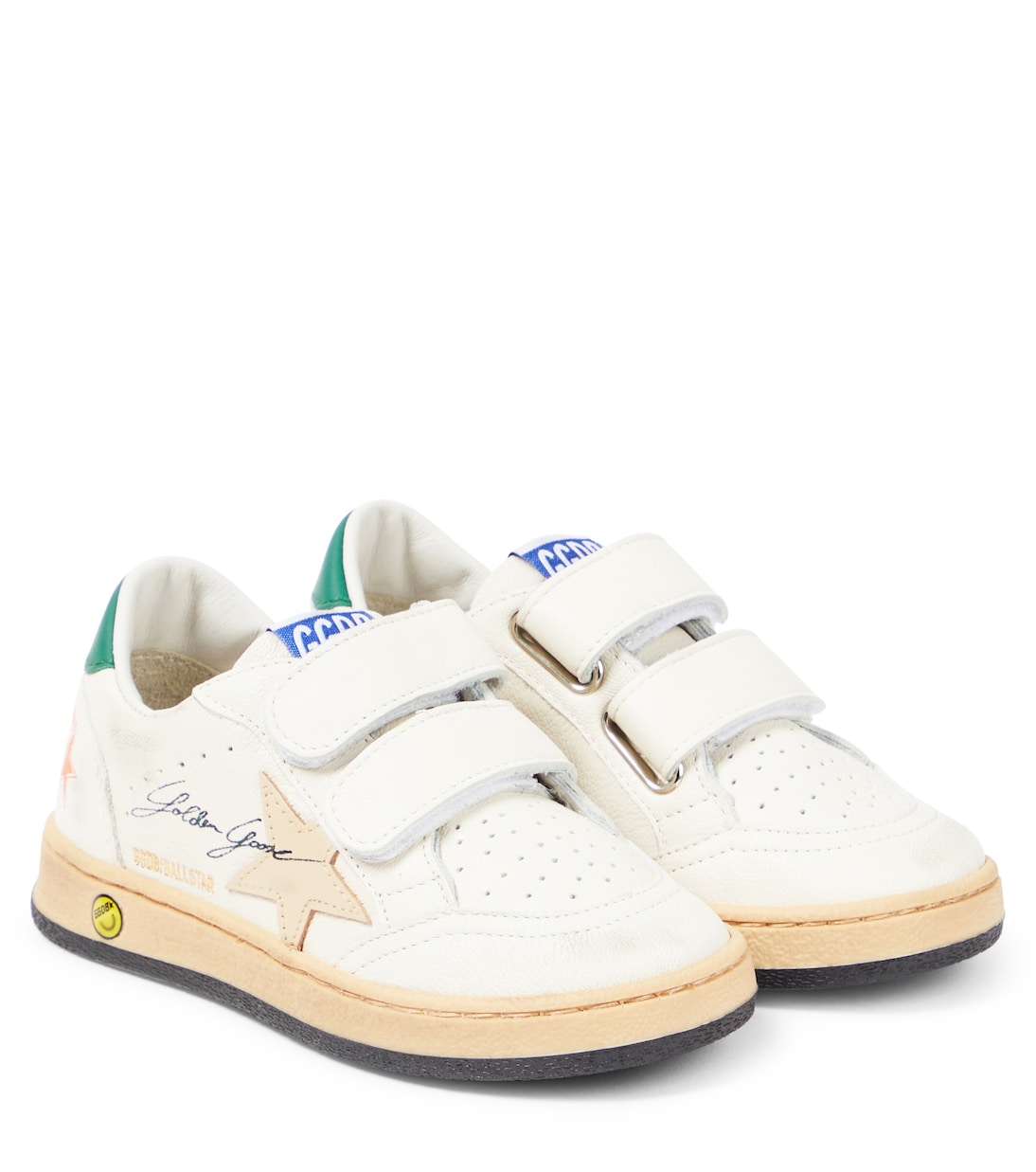 

Кроссовки Ballstar из кожи с принтом Golden Goose Kids, White/Smoke Grey/Green