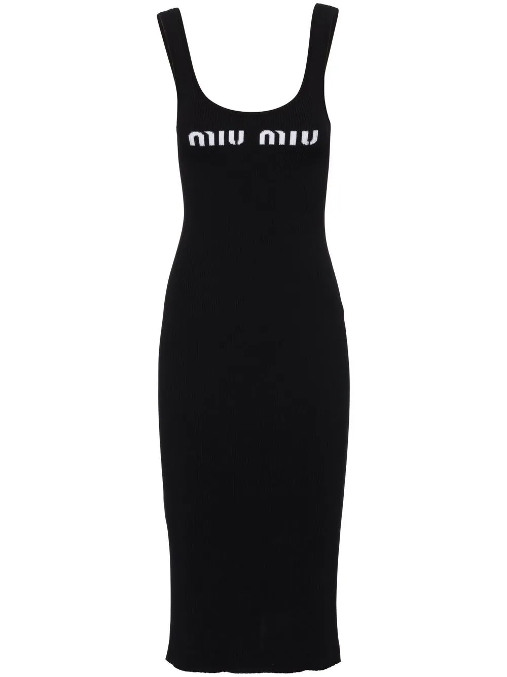

Платье с открытой спиной и логотипом MIU MIU, черный