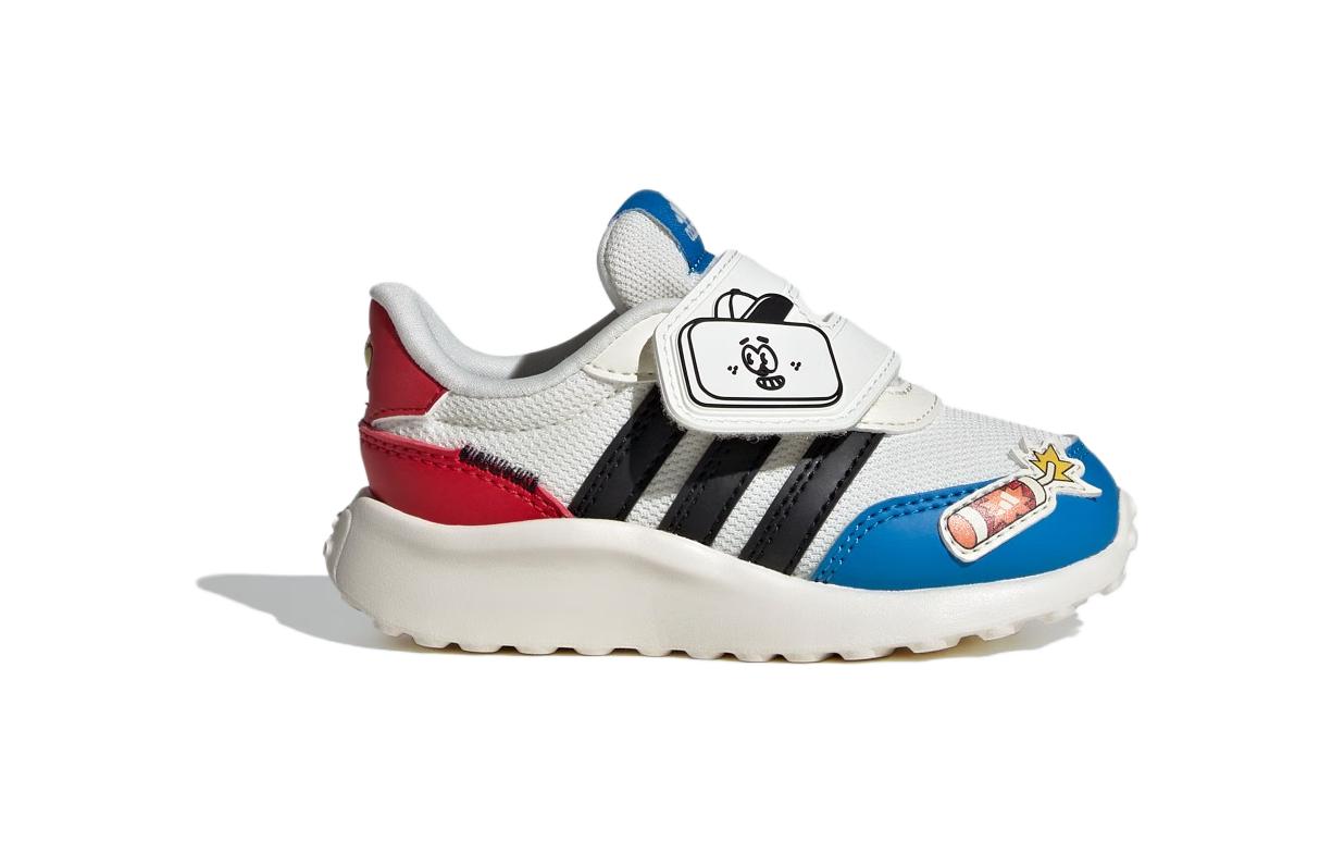 Adidas Neo Детские низкие кроссовки Run 70S с противоскользящей подошвой и амортизацией, белые, синие, красные, для младенцев и малышей — фото 4
